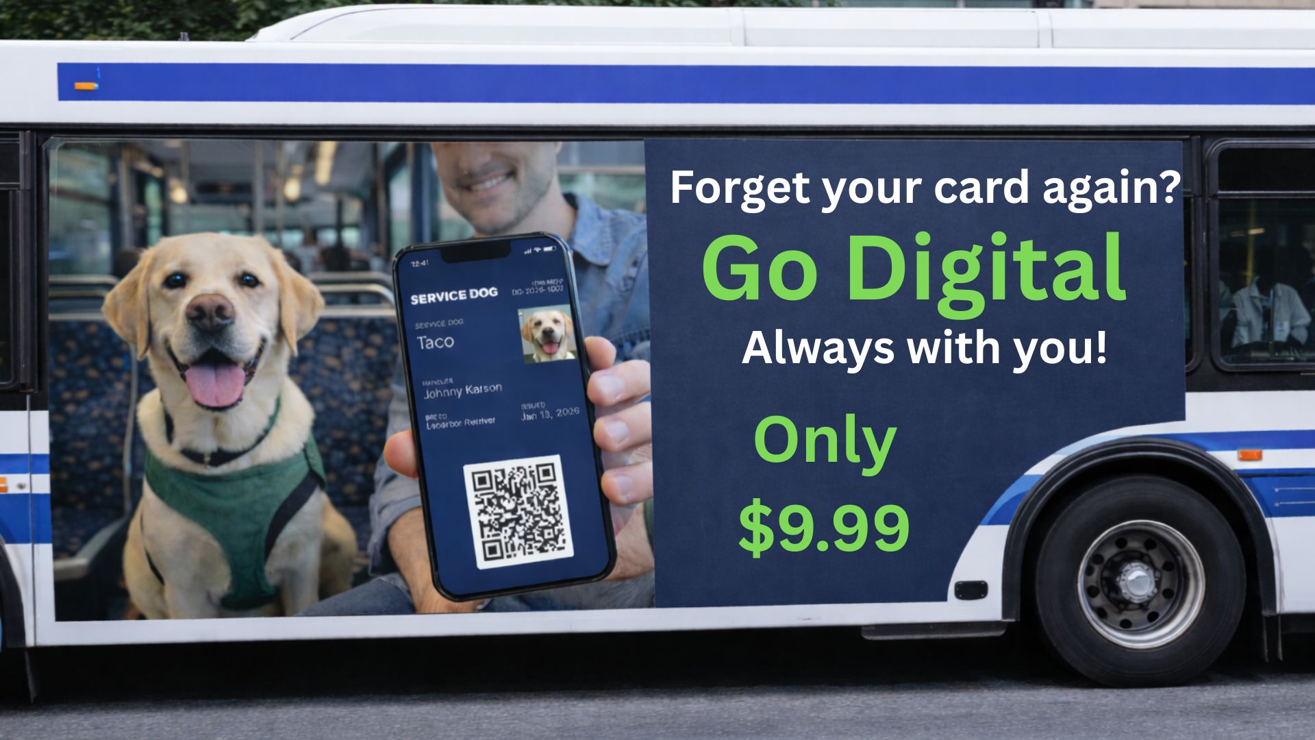 Service dog helping handler — get your digital service dog ID card